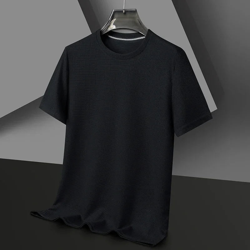 Men's waffle-knit relaxed fit crew neck T-shirt