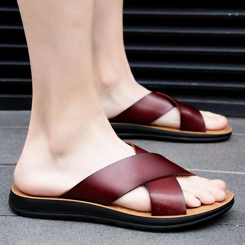 Men's Relaxed-Fit Leather Sandals – Hyeres