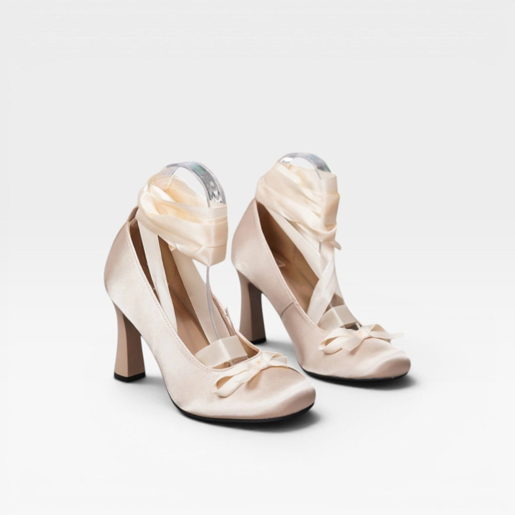 Women's Satin Court Shoes with Ribbon Lace-Up — view 4