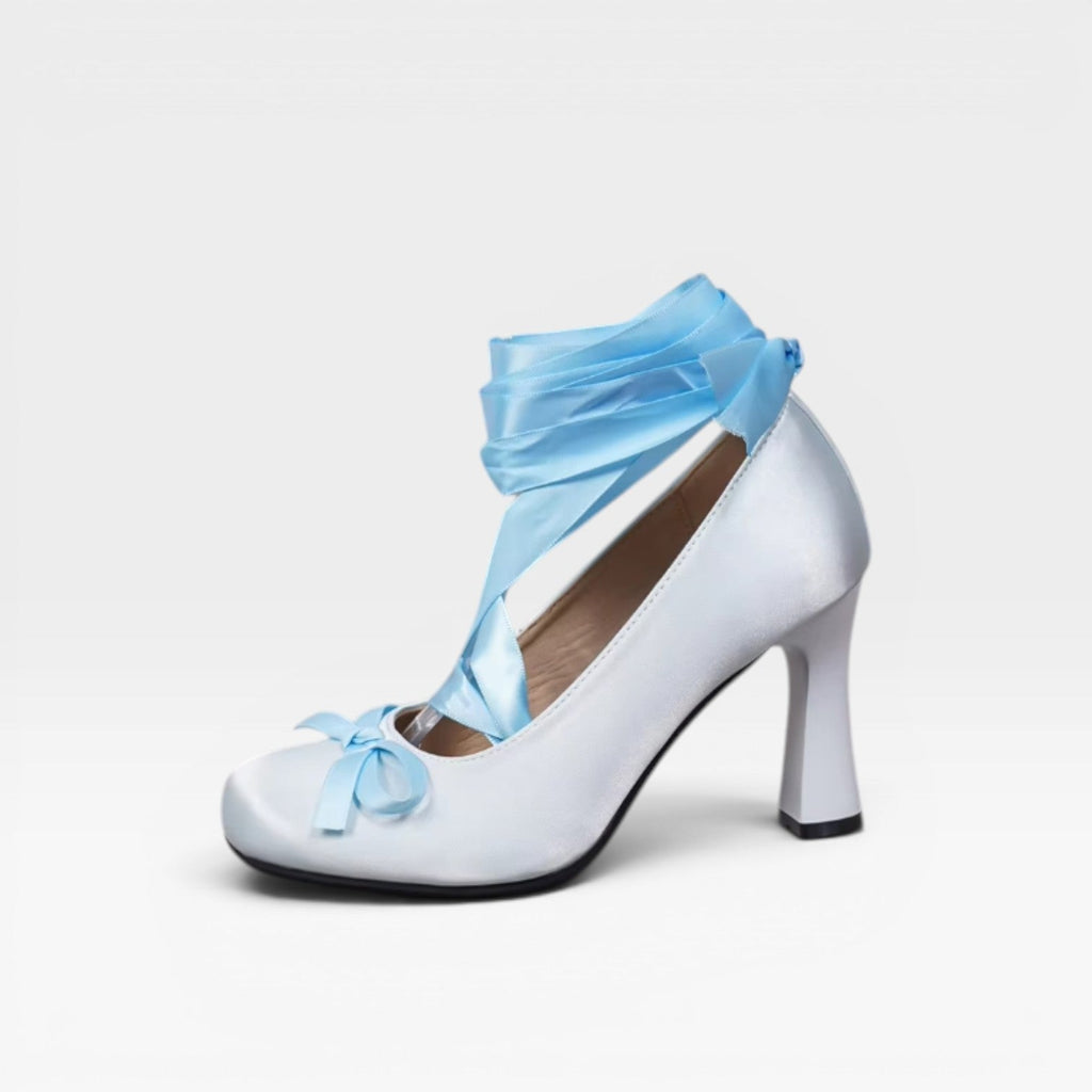 Women's Satin Court Shoes with Ribbon Lace-Up — view 18