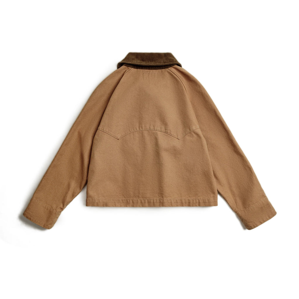 Women's canvas barn jacket with corduroy collar