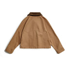 Women's canvas barn jacket with corduroy collar