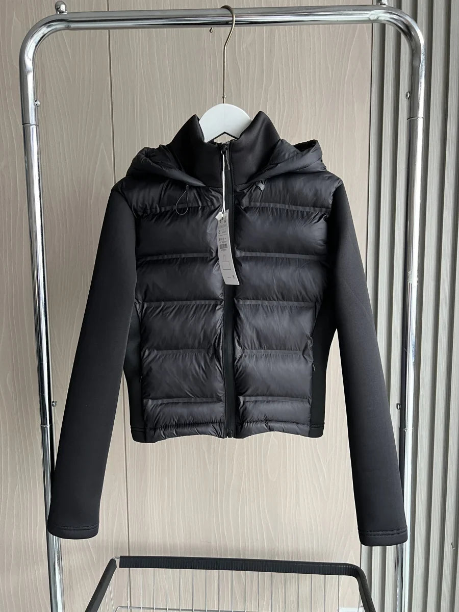 Women's lightweight hooded zip-up puffer jacket