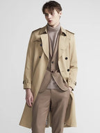 Men's double-breasted belted trench coat