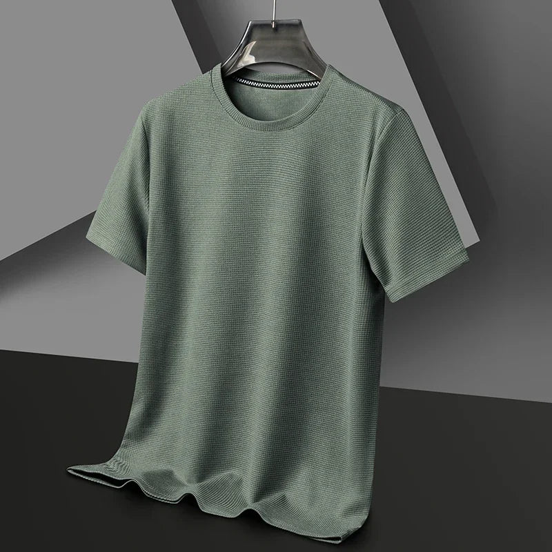 Men's waffle-knit relaxed fit crew neck T-shirt
