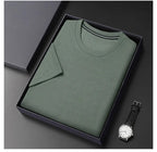 Men's waffle-knit relaxed fit crew neck T-shirt