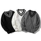 Men's Oversized V-Neck Jumper | Fisherman Knit