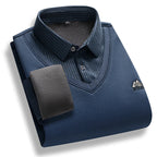 Men's fleece-lined mock-layer polo jumper