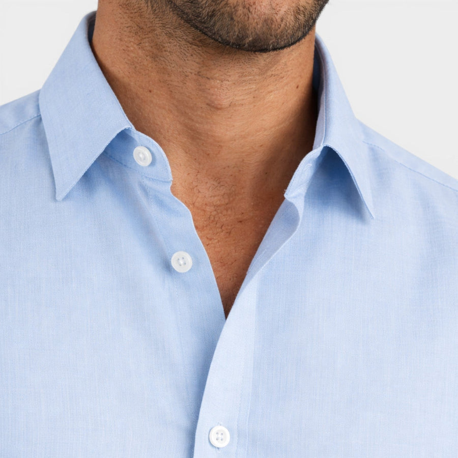 Men's slim fit short-sleeve linen-look shirt