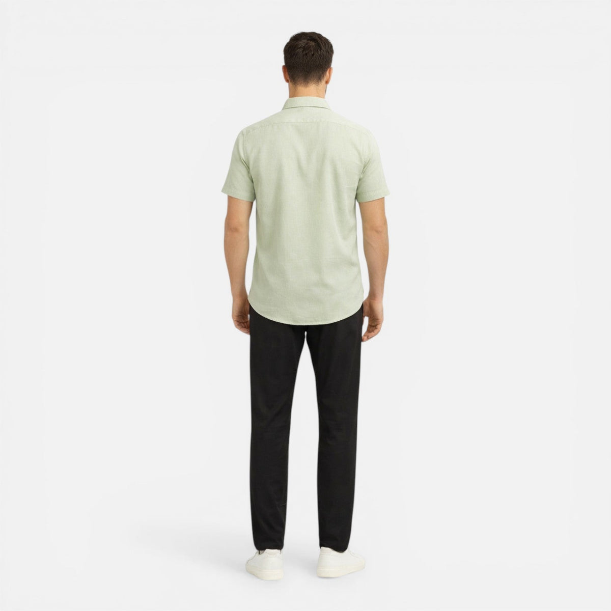 Men's slim fit short-sleeve linen-look shirt