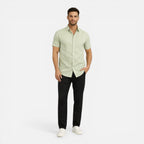 Men's slim fit short-sleeve linen-look shirt