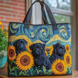 Sunflower Pug Trio Tote Bag