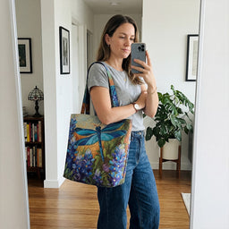 Sunset Stitch Zipper Tote Bag