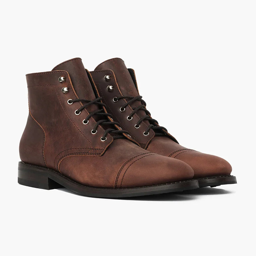 Men's Leather Cap Toe Lace-Up Ankle Boots — view 11
