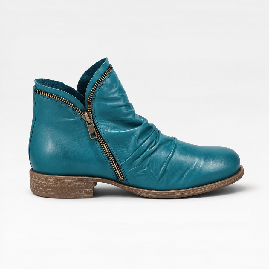 Women's Leather Ankle Boots with Side Zip | Bredon