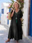 Zinnia | Short Sleeve Tiered Blue Maxi Dress