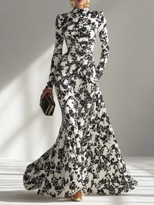 Nikita - Black And White Patterned Stretch Blend Wrap Dress