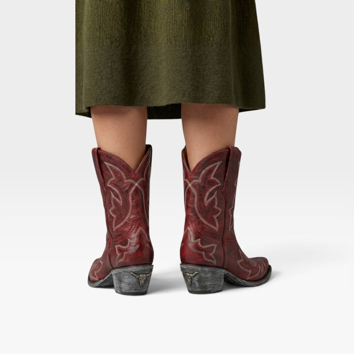 Women's Embroidered Cowboy Ankle Boots with Pointed Toe — view 4