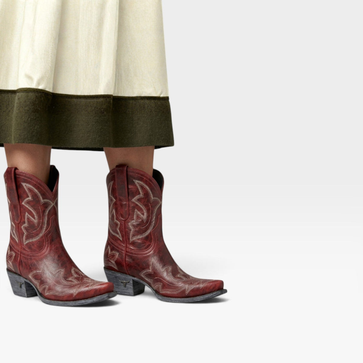 Women's Embroidered Cowboy Ankle Boots with Pointed Toe — view 5