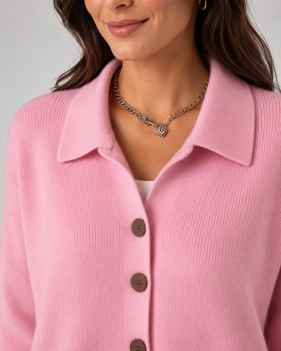 Dámský pletený kardigan s límečkem a zapínáním na knoflíky | Middleham