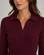 Pull en maille torsadée à col polo pour femme | Pickering