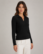 Pull en maille torsadée à col polo pour femme | Pickering