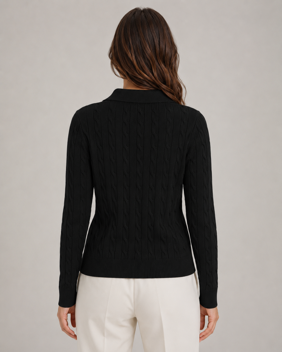 Pull en maille torsadée à col polo pour femme | Pickering