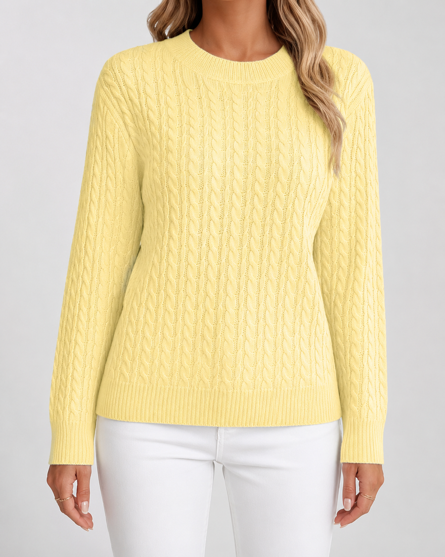 Pull en maille torsadée à col rond pour femme | Otley