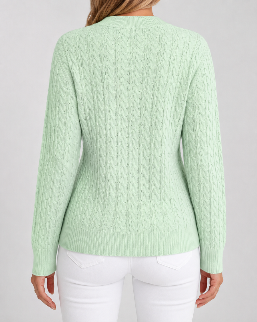 Pull en maille torsadée à col rond pour femme | Otley