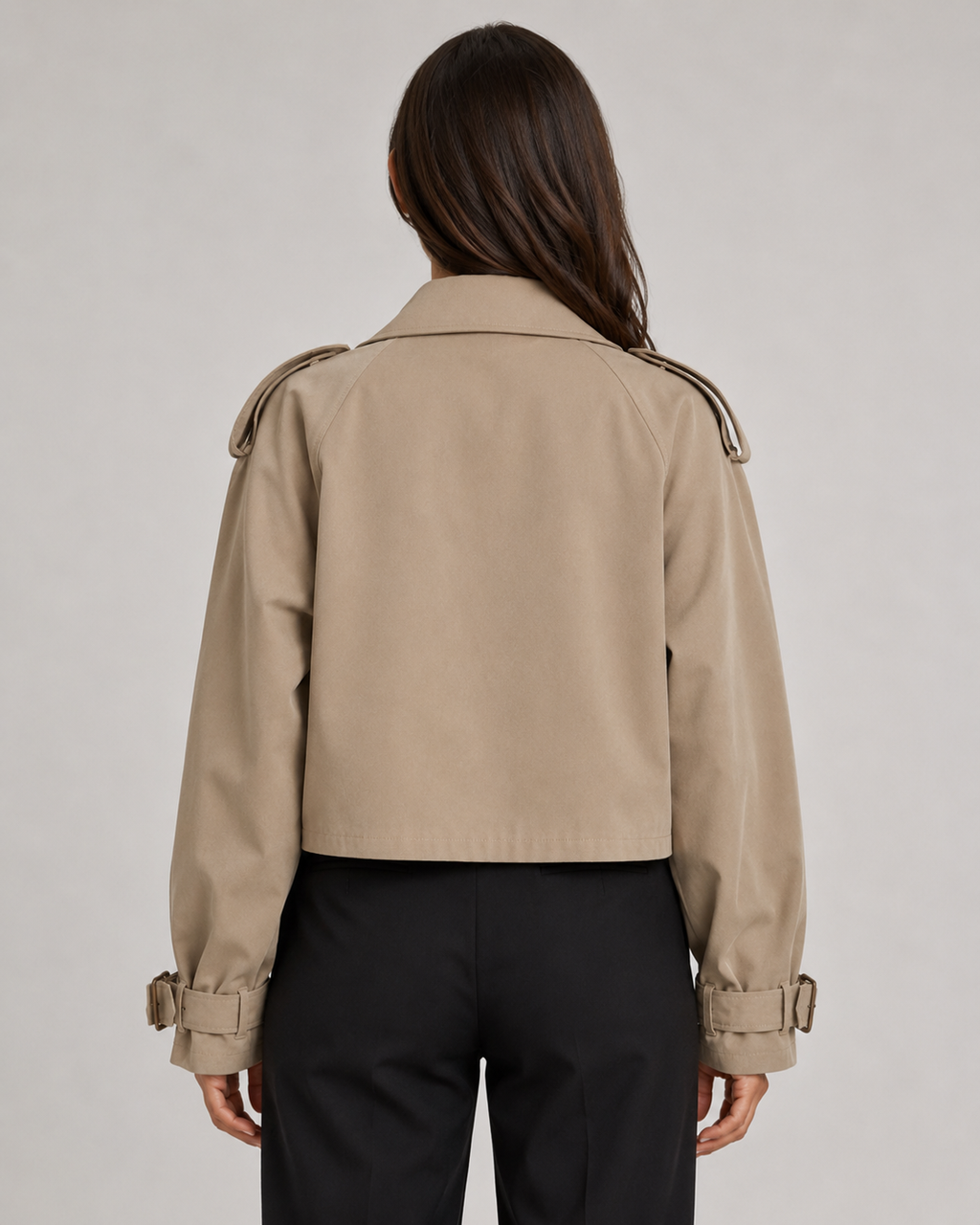 Manteau trench court à poignets à boucles pour femme | Hutton