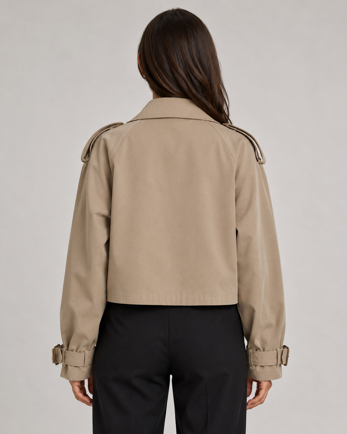 Manteau trench court à poignets à boucles pour femme | Hutton