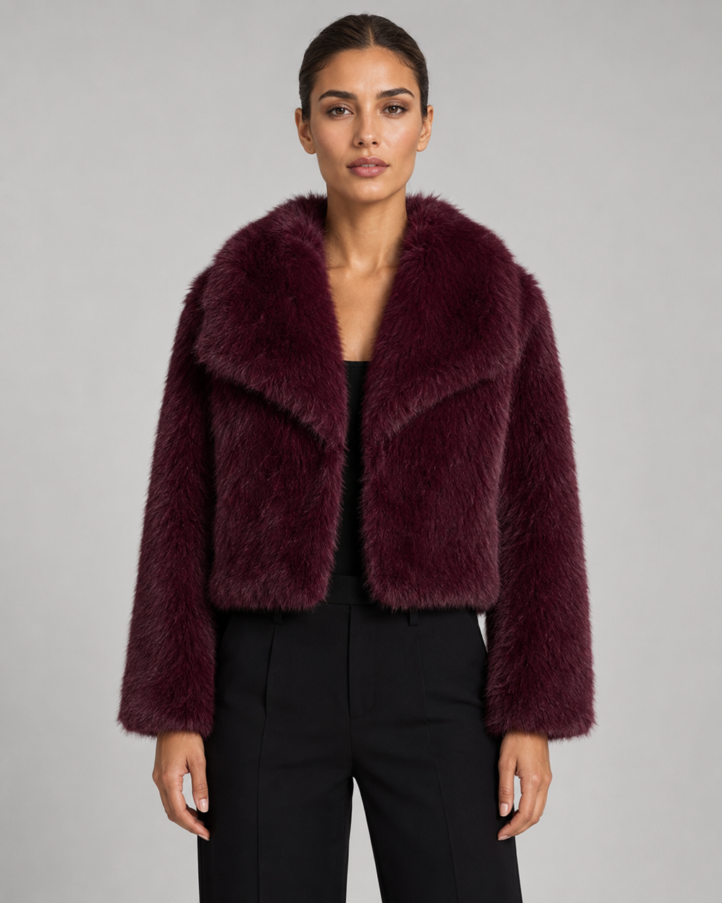 Women's Plush Faux Fur Cropped Jacket | Slaithwaite