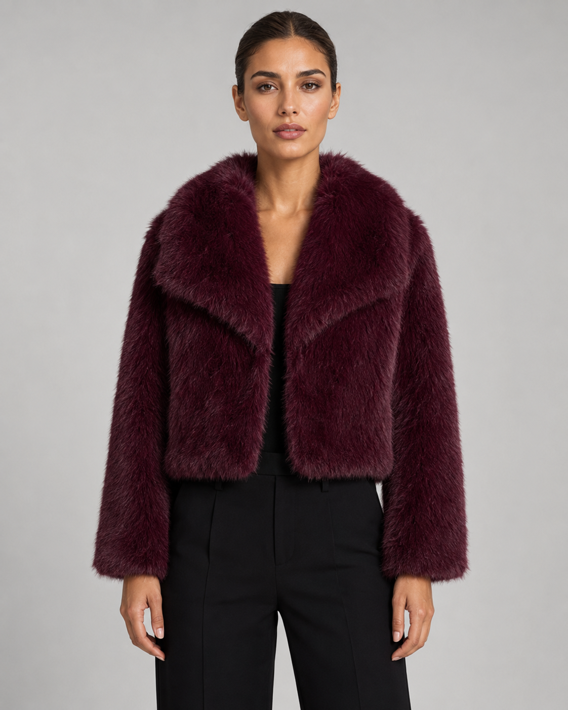 Women's Plush Faux Fur Cropped Jacket | Slaithwaite