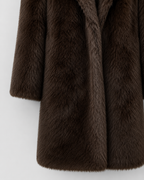 Manteau long en fausse fourrure pour femme à col large | Honley