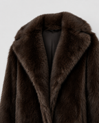 Manteau long en fausse fourrure pour femme à col large | Honley