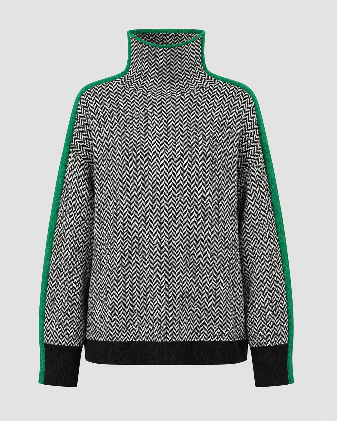 Pull à col roulé en chevrons pour femme avec manches contrastantes | Tadcaster