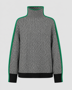 Pull à col roulé en chevrons pour femme avec manches contrastantes | Tadcaster