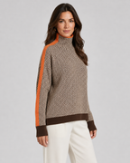 Pull à col roulé en chevrons pour femme avec manches contrastantes | Tadcaster