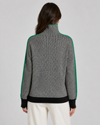 Pull à col roulé en chevrons pour femme avec manches contrastantes | Tadcaster