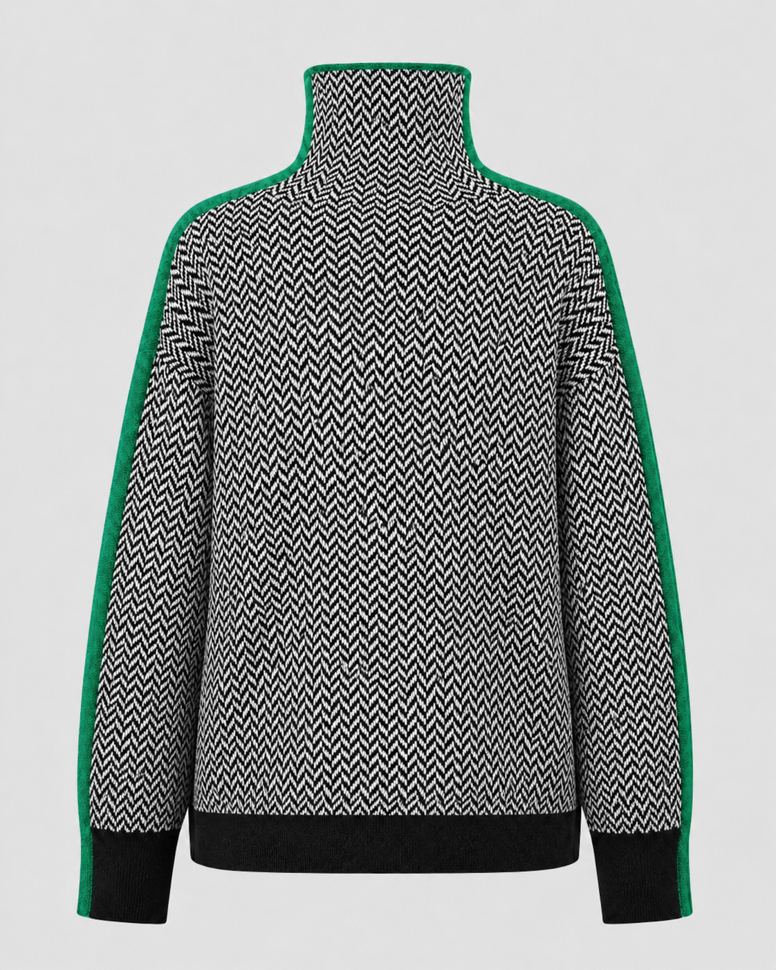 Pull à col roulé en chevrons pour femme avec manches contrastantes | Tadcaster