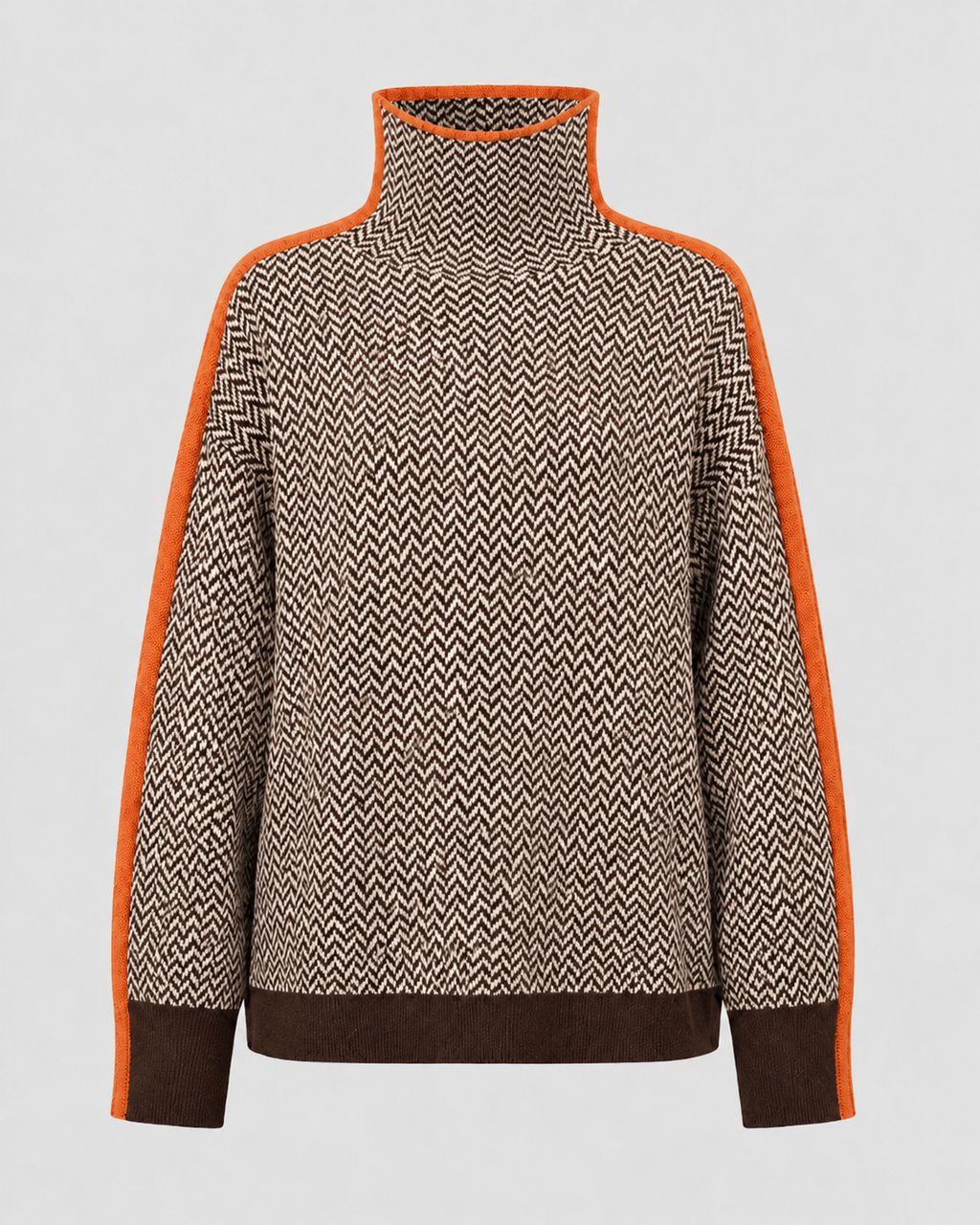 Pull à col roulé en chevrons pour femme avec manches contrastantes | Tadcaster