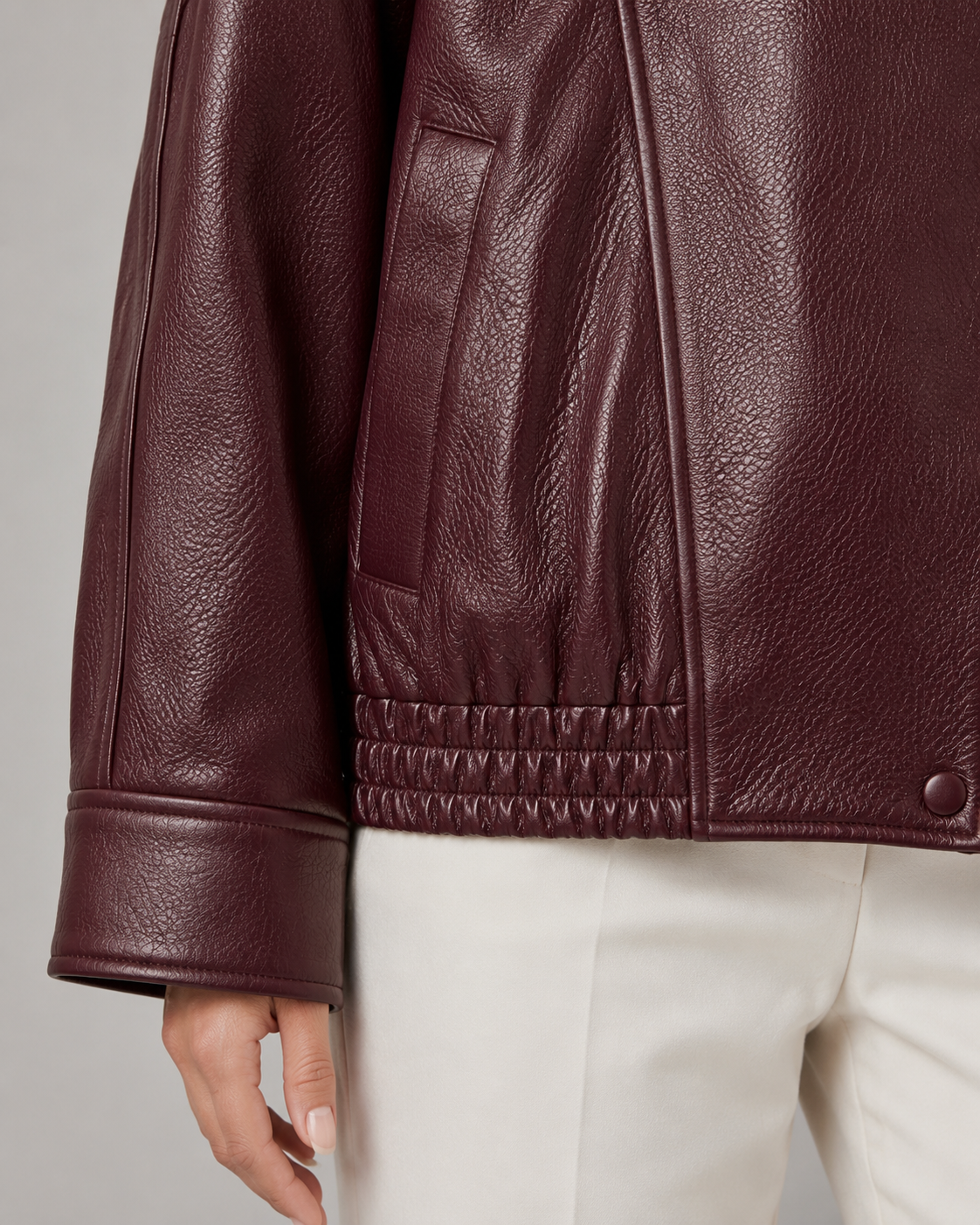 Veste en similicuir pour femme à col montant et fermeture éclair | Saltaire