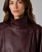 Veste en similicuir pour femme à col montant et fermeture éclair | Saltaire
