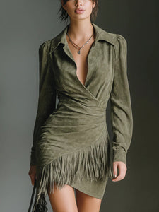 Hazel | Viscose Mini Dress With V-Neckline