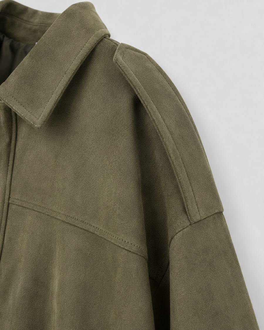 Women's Cropped Suede-Look Bomber Jacket | Bedale