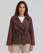 Manteau trench court à taille nouée pour femme | Staithes