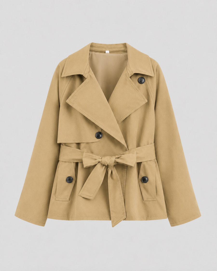 Women's Cropped Tie Waist Trench Coat | Staithes