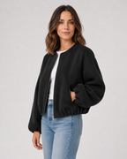Blouson aviateur court en mélange de laine pour femme | Coxwold