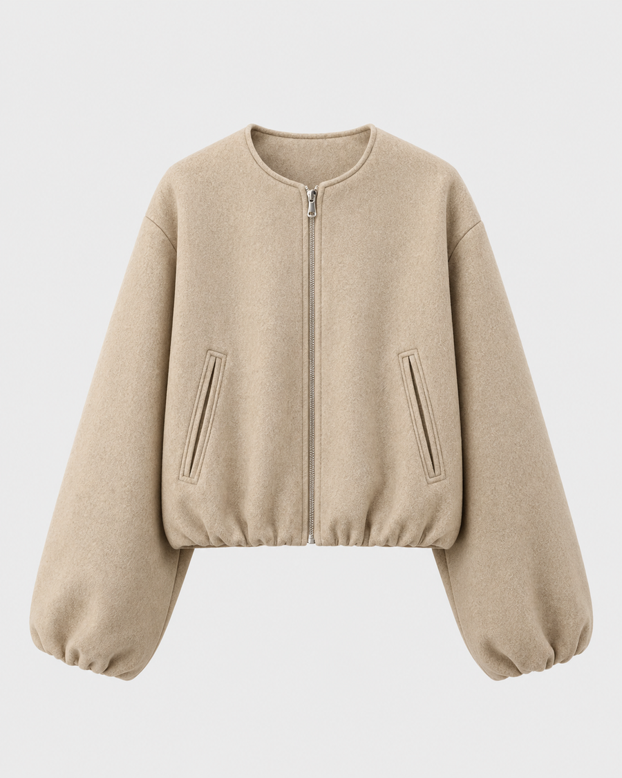 Women's Wool Blend Cropped Bomber Jacket | Coxwold