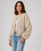 Blouson aviateur court en mélange de laine pour femme | Coxwold